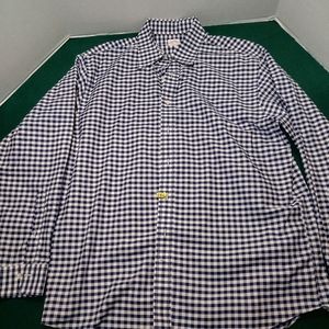 Brooks Brothers 346 Blue Checkered Button Up Large Long Sleeve